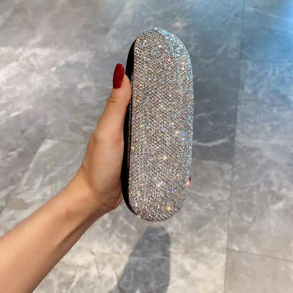 Porta Occhiali PU+Gioielli di Diamante Custodia per Miopia Custodia per Occhiali Contenitore per Occhiali Opzione Regalo Uso Aziendale Pratico per Viaggio