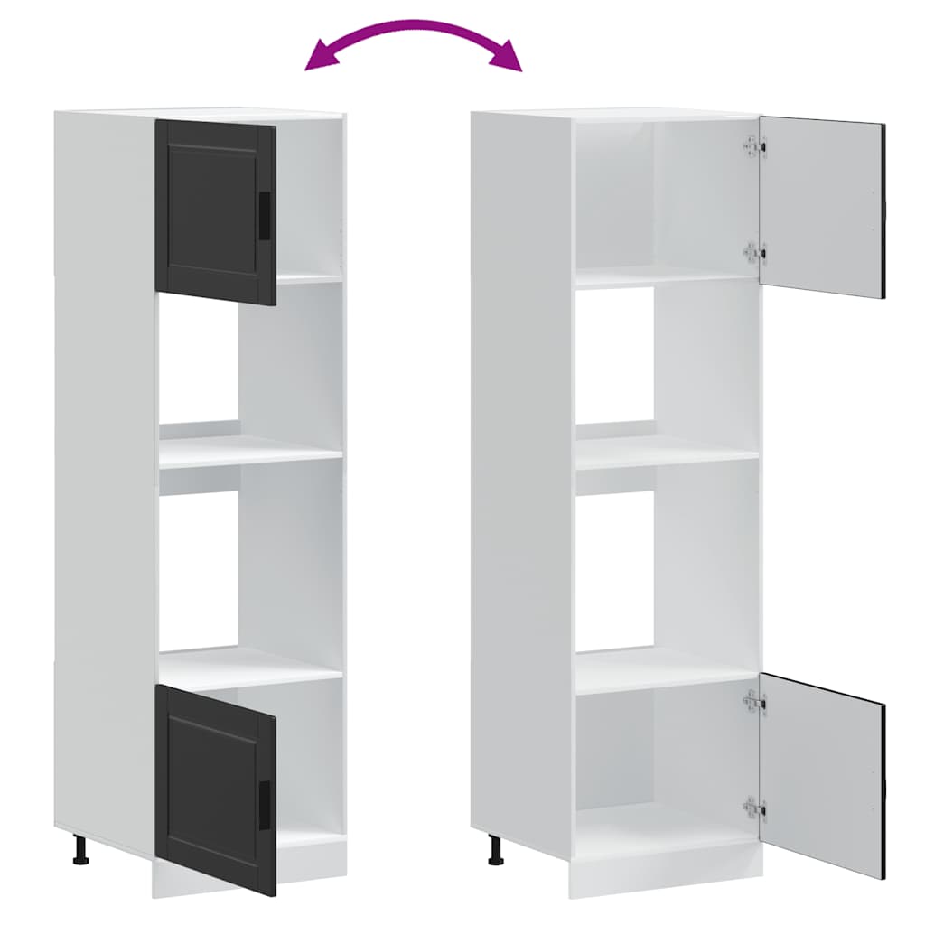 Porto Built In Oven Cabinets 2 Pcs Black Particleboard