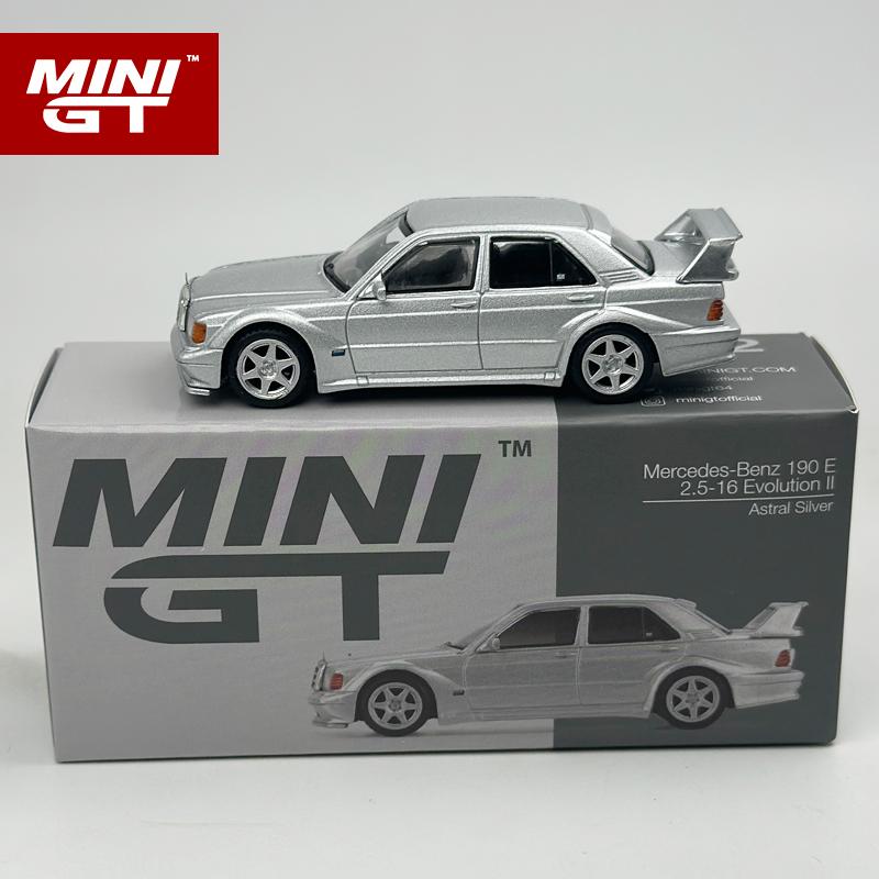MINIGT 1:64 Mercedes-Benz 190E 2.5-16 Evolution II Astral Silver alloy car model 852