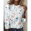 Spring and Autumn Women's Round Neck Pullover Long Sleeved T-shirt Elegant and Fashionable Floral Print T-shirt Womens New Style
