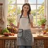 2PCS/SET Transparent Waterproof Apron Sleeveless Design with Pockets Kitchen Apron Oil Resistant Cartoon Pattern Workwear Apron
