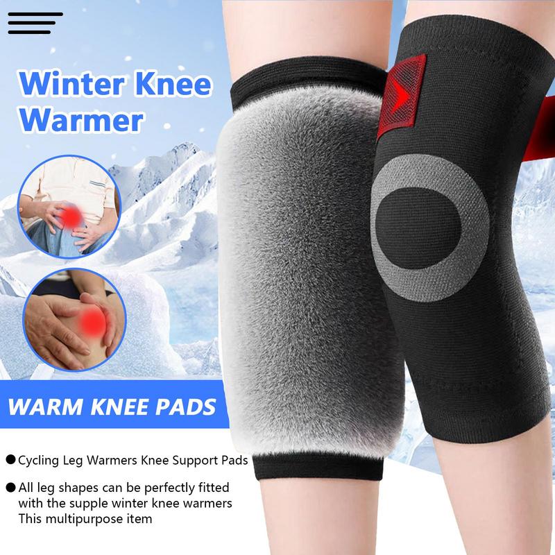 1Pair Winter Knee Warmers M-XL Adjustable Strap Soft Rabbit Fur-Like Fabric Leg Warmer Comfortable Knee Sleeves
