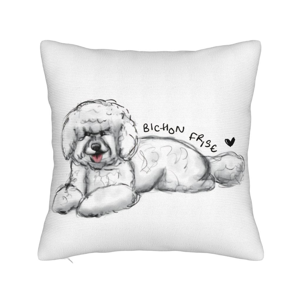 Cute Bichon Frise Pillow Cover Comfy Cushion Cover Funny Pillow Case For Sofa Home Decor