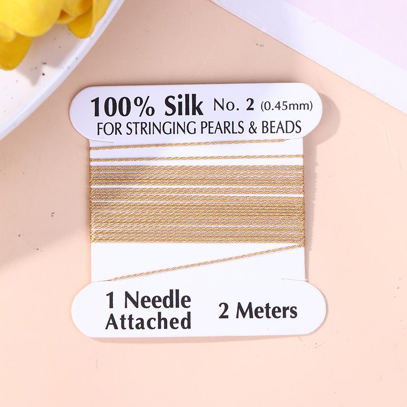 2# 0.45Mm 10Szt./Worek Ręcznie Robiony 100% Naturalny Jedwabny Sznurek Lina Z Nawlekaną Jedwabną Nicią Igła Końcówka Jedwab Do Tworzenia Biżuterii DIY