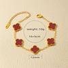 13mm Korean-Style 18k Gold-Plated Double-Sided Shell Four-Leaf Clover Jewelry