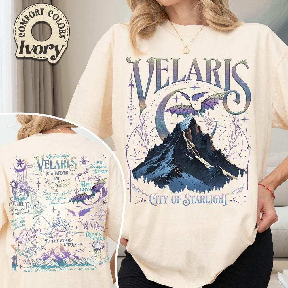 Velaris City of Starlight Two Sided Sweatshirt The Night Court Book Lover Sweater Long Sleeve Fleece Sweatshirt Y2K Streetwear