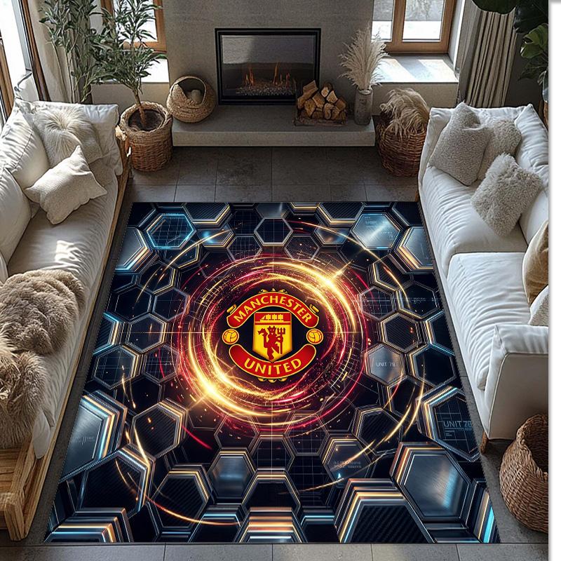 Manchester United Geprint Flanellen Vloerkleed Niet-Glijdend Zacht Polyester Vloerkleed Binnen Decoratie Mat voor Slaapkamer Woonkamer Bank