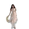 Romantischer Urlaub Neues Französisches Feiertag Sanfte Taille Skinny Mode Hosenträgerkleid Sommer Strandkleid