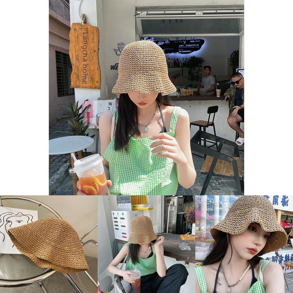Chic Women's Foldable Straw Hat Breathable Beach Sun Hat For Summer Spring