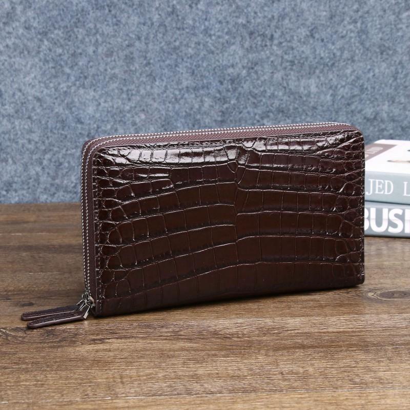 New Crocodile Belly Pattern Men s Double Zipper Handbag Fashion Classic Multi Card Large Money Bag Trendy 22x5x14