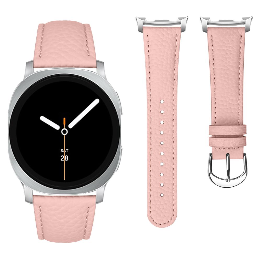 Replacement Strap for Samsung Galaxy Watch8 44mm/40mm/Classic 46mm Litchi Texture PU Leather Watch Band with Metal Buckle