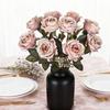 1Pc Artificial Flowers Silk Roses Bouquet Wedding Home Table Room Decor Manual Flower Arrangement Accessories Crafts Fake Flower