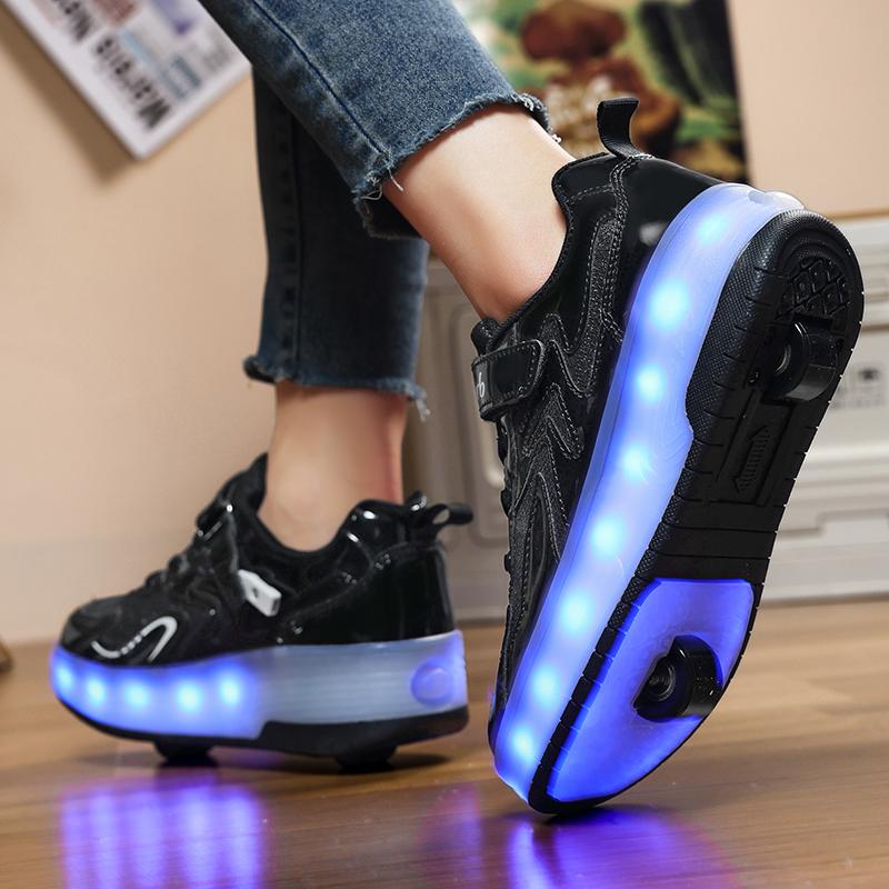 27-40 Kids's Lighting Sneakers Rubbing Shoes Boys's Shoes Solid Milky Patch Can Charging Lantern Shoes Glowing Sneakers with Charging