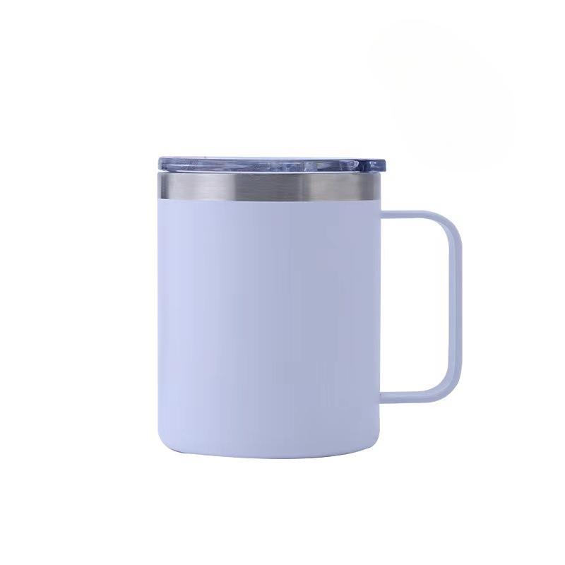 12oz Stainless Steel Coffee Mug Double Thermos Gift Mug Plastic-sprayed Handle Mug