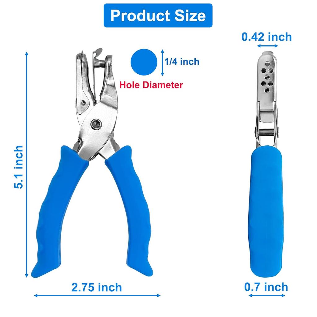 1PC Single Hole Punch 1/4” Paper Hole Puncher for Crafts, One Hole Puncher with Blue Soft Grip Handle, Handheld Circle Punch for Paper Crafts
