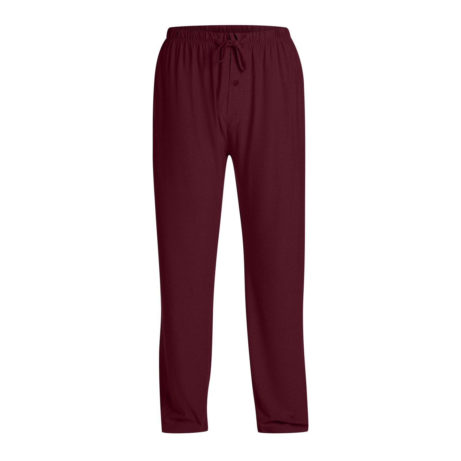 

Мужские зимние однотонные и клетчатые брюки полной длины, длинные брюки, спортивные брюки, пижамные брюки XL винный