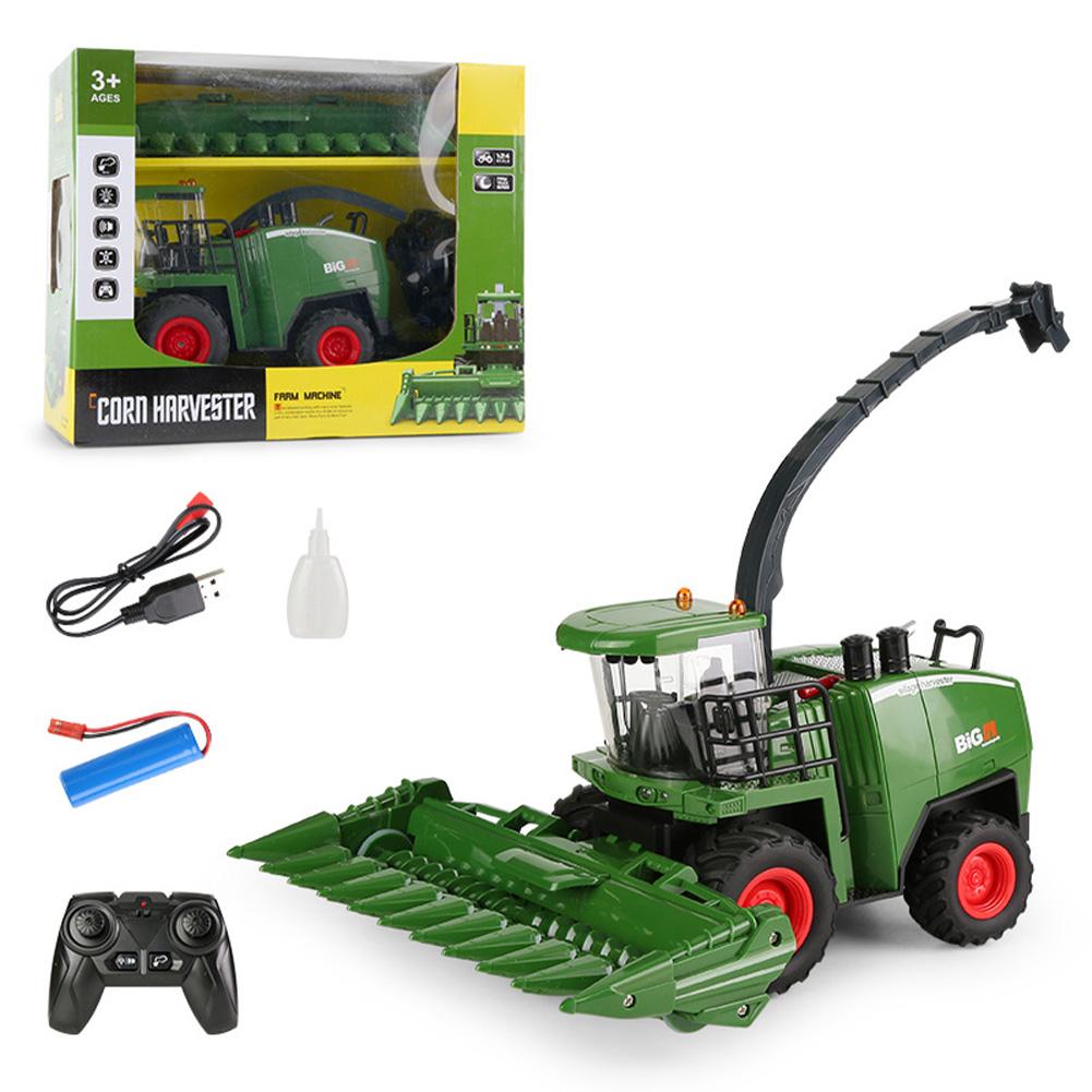 1:24 Remote Control Car For Kids Electric Farmer Harvester Tractor Model Toys Christmas Birthday Gifts For Boys Girls
