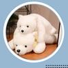Sevimli Kutup Ayısı Peluş Bebek Yumuşak Bulanık PP Pamuk Doldurulmuş Hayvan Oyuncak Simüle Oturan Beyaz Ayı Peluş Ev Dekorasyon Çocuklar Kız Arkadaşı Doğum Günü Hediyesi