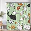Cat Shower Curtain Cartoon Animal Potted Plant Greenery Black Cat Abstract Nordic Bathroom Decor Minimalist Bathtub Curtain