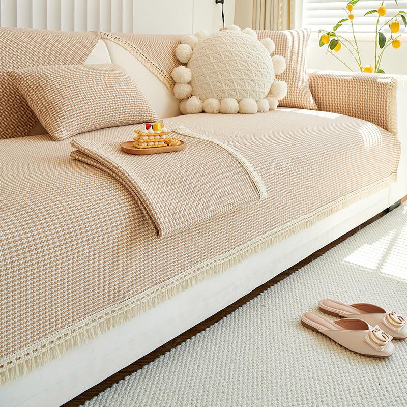 Cotton Sofa Cushion Four Seasons Universal Non-Slip Fabric Linen Coarse Cloth Modern Simple Cover Cover Backrest Cover Towel Cushion