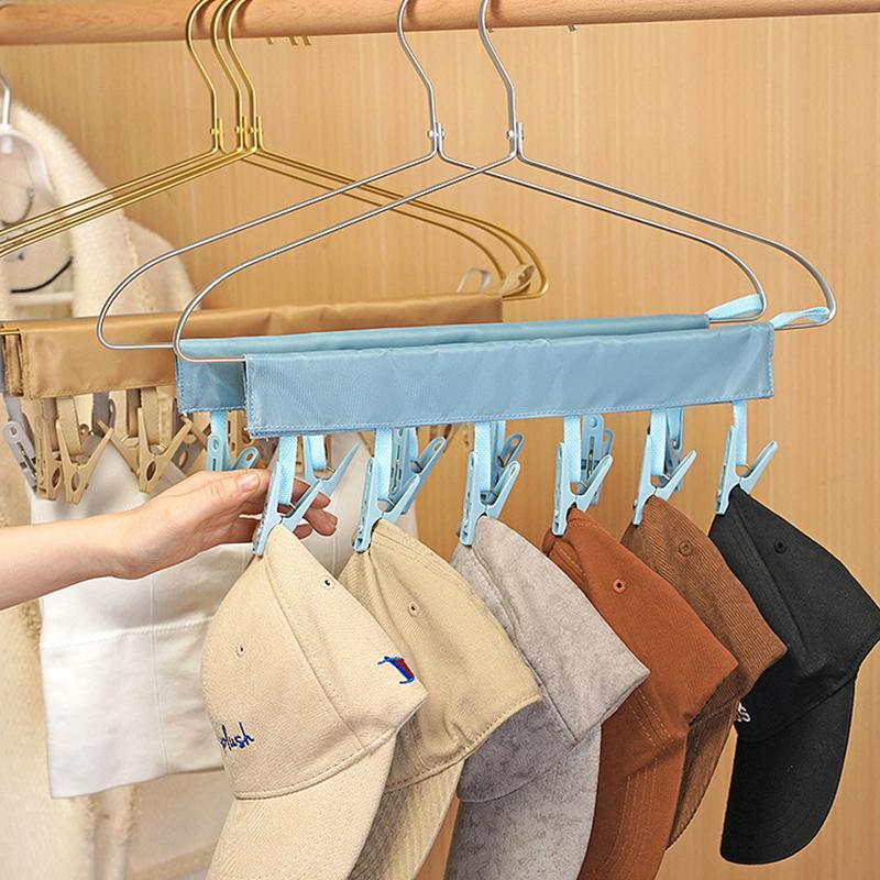 Multifunctional Folding Clothespin Hanger Fabric Clip Drying Hanger Sock Clip Underwear Clip Travel Portable Fabric Hanger