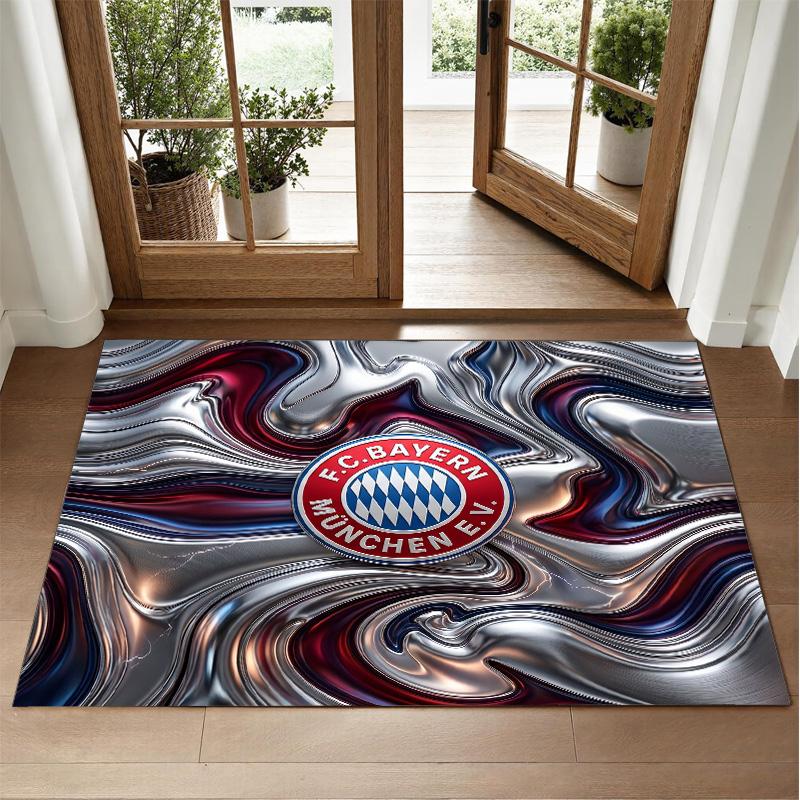 Bayern Munich Design Crystal Velvet Rug Soft Decorative Mat for Bedroom Entrance