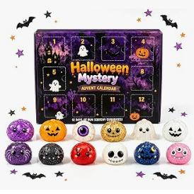2026 Halloween Pinch Fun Τυφλό Κουτί 12τμχ Ψωμάκια Αργής Ανάκαμψης Παιχνίδι Αποσυμπίεσης Ημερολόγιο Χριστουγεννικής Αντίστροφης Μέτρησης