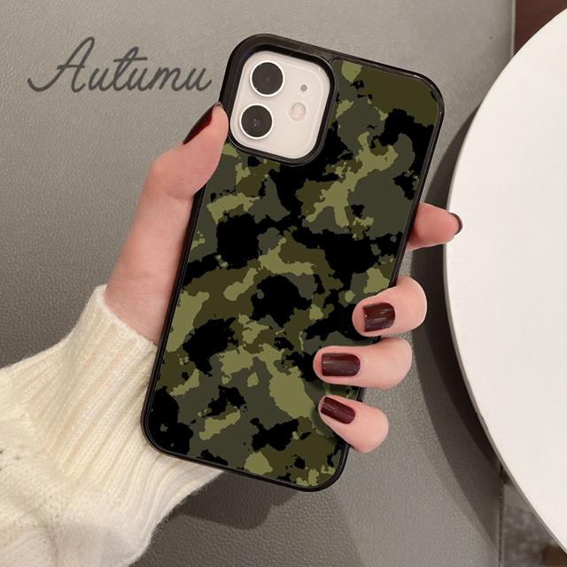 Camo Camouflage Mode Handyhülle für iPhone 11 12 13 14 Pro Max mini X XR XS SE 2020 6S 7 8 Plus Samsung Galaxy S21 S22 Hülle