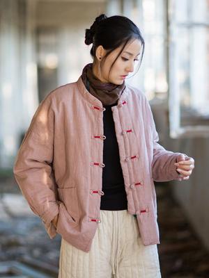 Women's Winter Quilted Linen Cotton Jacket - Artistic, Warm, and Versatile