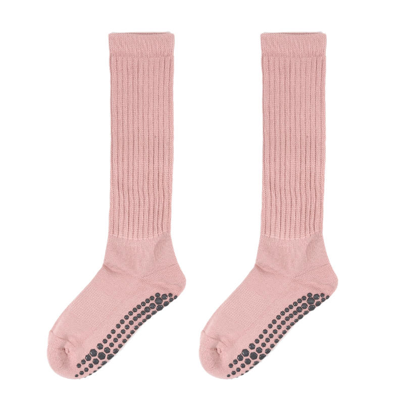 1pair Yoga Socks Cotton Dot Silicone Terry Non-slip Women Pilates Grip Knee-high Slouch Long Socks