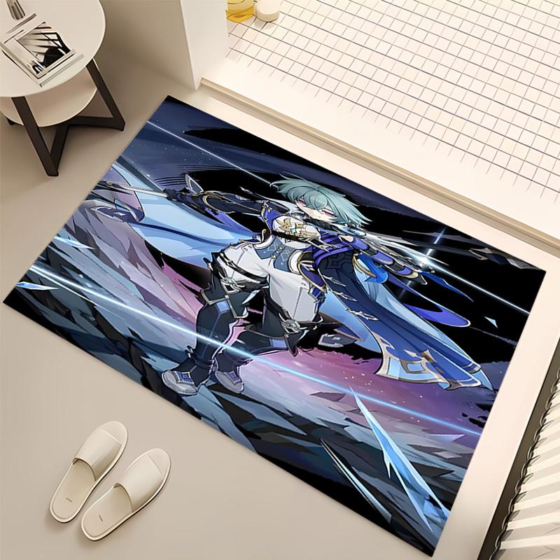 Genshin Impact Cryo Lohen Polearm Print Area Rug - Soft,Washable Non-Slip Indoor Mat,Living Room,Home Office Decorative Rug