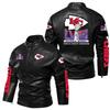 Spring and Autumn pu locomotive motorcycle leather jacket large size leather jacket NFL Super Bowl Chiefs leather jacket