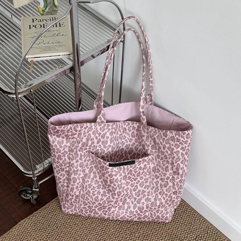 

Leopard Print Double-sided Shoulder Bags for Women Casual Girls Class Ladies Tote Bag Large Capacity Female Shopping Handbags рожевий