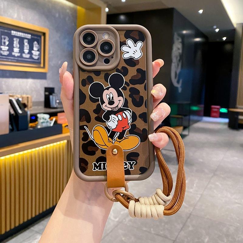 Leopard print Mickey hand rope is suitable for Huawei nova15pro mobile phone case Honor 600 personalized eye ladder soft case