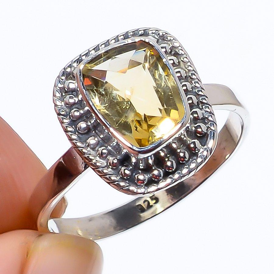 

Подарочное кольцо из чистого серебра 925 пробы с натуральным цитрином, ручной работы, S.9 u8N68