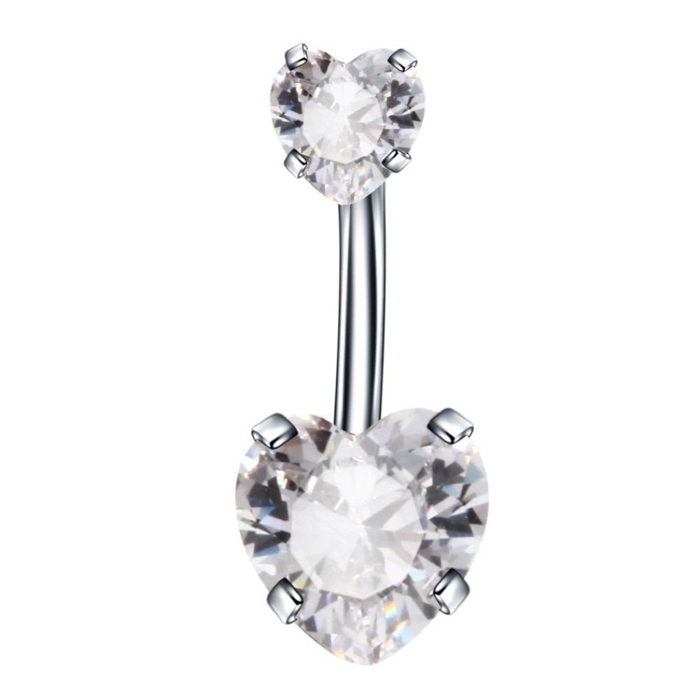 Heart Shape Belly Button Rings Crystal Silver Body Jewelry Navel Piercing for Party Decoration
