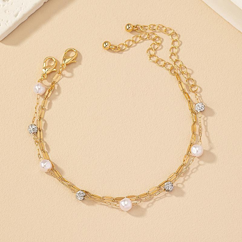 

Браслет с инкрустацией жемчугом и бриллиантами - Корейский стиль, Элегантная роскошь для женщин