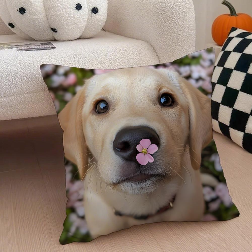 Labrador Retriever Cushion Cover Linen Pillow Case Soft Breathable Protective Couch Room Decoration