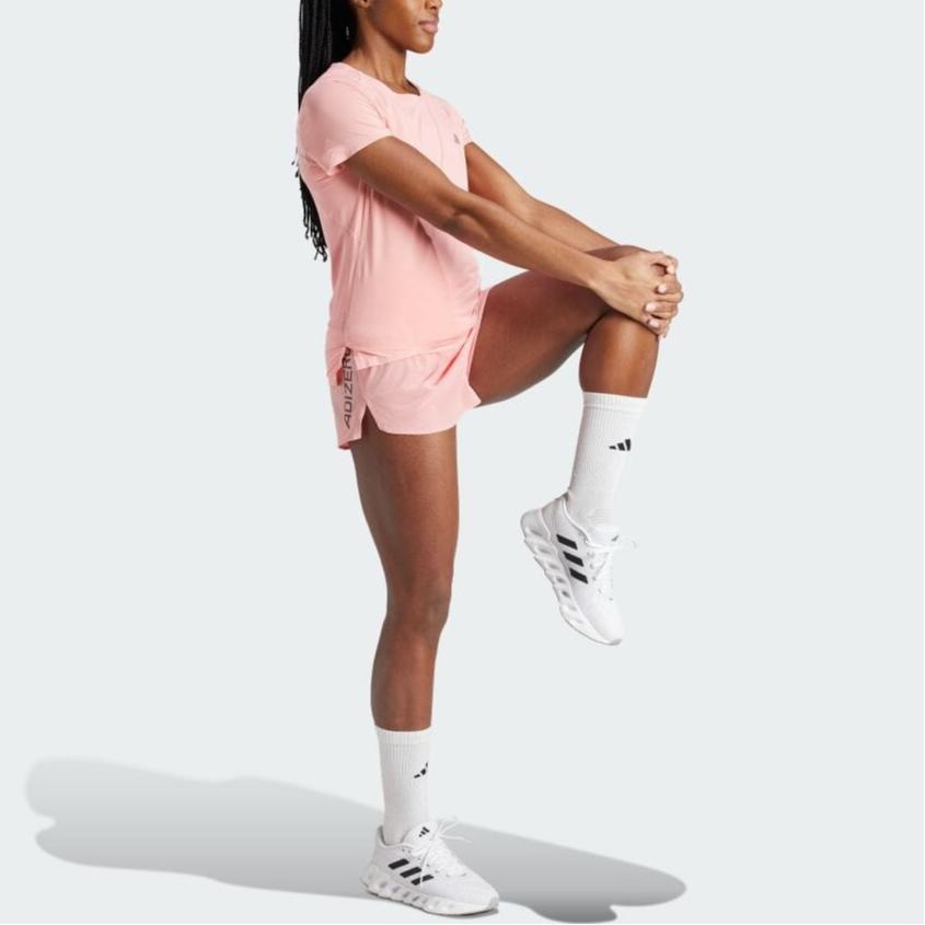 Adidas Adizero Comfortable and Lightweight Pullover with Letter Logo Print Short Sleeve T-Shirt Women Tops Pink IW3216