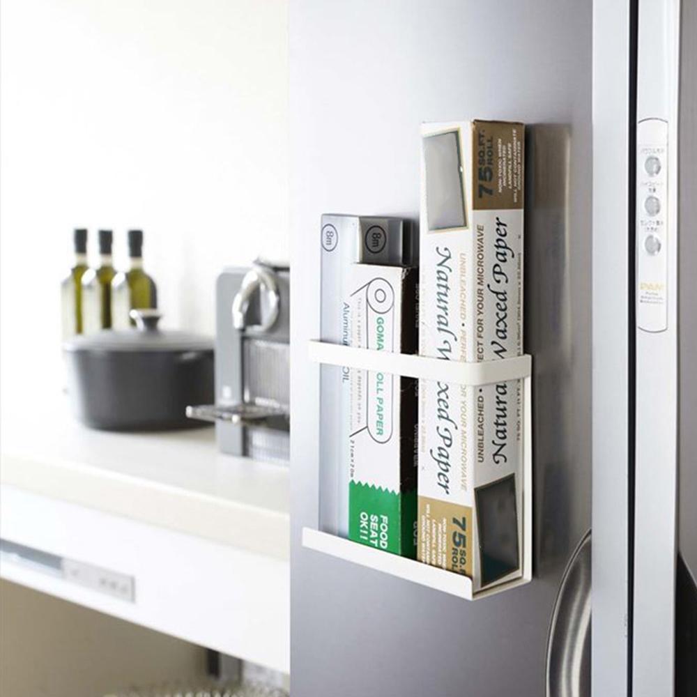 1 st Sidohängande Magnetisk Kylhylla Plastfoliehylla Perforeringsfri Kök Järn Förvaringshylla