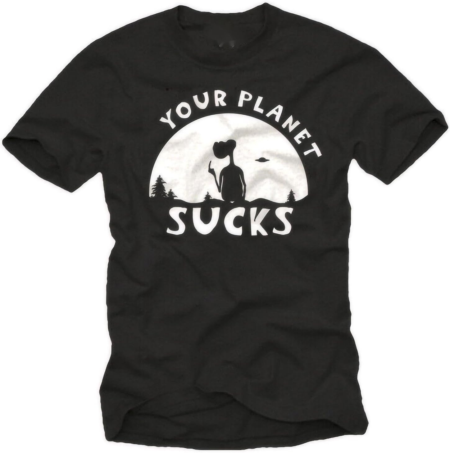 Alien T Shirt Men Cool Nerd Gifts Sayings Your Planet Sucks XXL чёрный