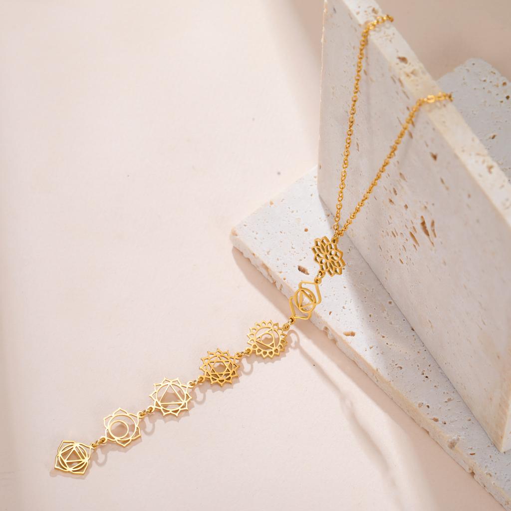 LIKGREAT Yoga 7 Chakra Pendant Necklaces for Women Stainless Steel Choker Meditation Energy Amulet Jewelry Gift Wholesale