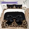 Leopard Print Bow Pattern Bedding uilt Set uilt Cover Pillowcase Home Decoration Birthday Gift (1 * duvet cover + 2 * pillowcase  without core)16