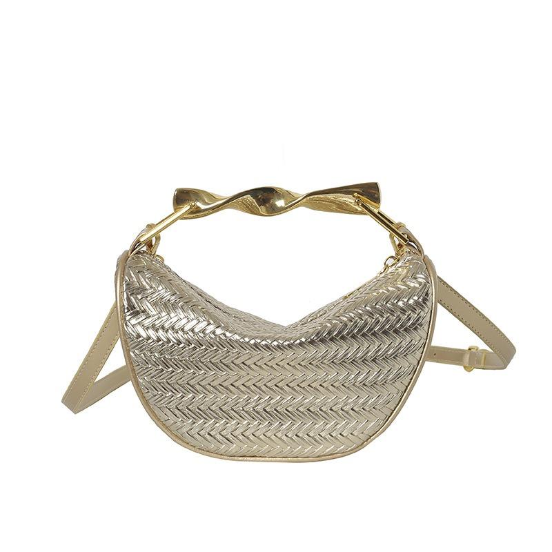 Fashion Woven Pattern Portable Crescent Bag Women's Bag Summer New High-end Texture Shoulder Underarm Bag Trendy Messenger Bag
