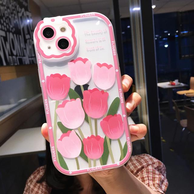 Cute Cartoon Flower Fruit Phone Case For Iphone 14 13 11 12 Pro Max Xs Max Xr X Xs 14pro Clear Shockproof Bumper Soft Back Cover