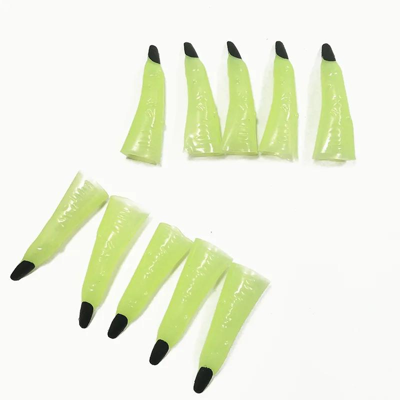 10Pcs/set Nail Luminous Fake Fingers Cover Halloween Cosplay Prop Party Decorations Toys