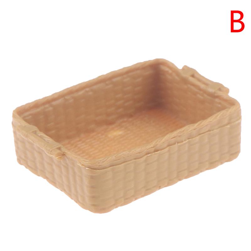 Mini 1pcs 1:12 Dollhouse Rattan Resin Frame Hand-woven Vegetable Food Storage Basket Dolls Dinning Room Decoration Props