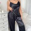 Spring and Summer Fashion Pajamas, Women's Strappy Long Pants, Two-piece Ice Silk Sexy Casual Light and Thin Home Wear Set