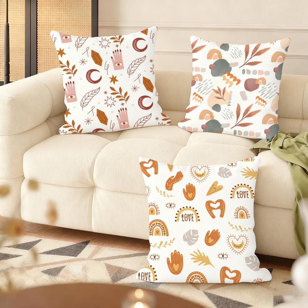 Abstract Boho Pattern Cushion Cover Soft Short Plush Pillow Cover Smooth Cozy Texture Aesthetic Cushion Case Home Decor