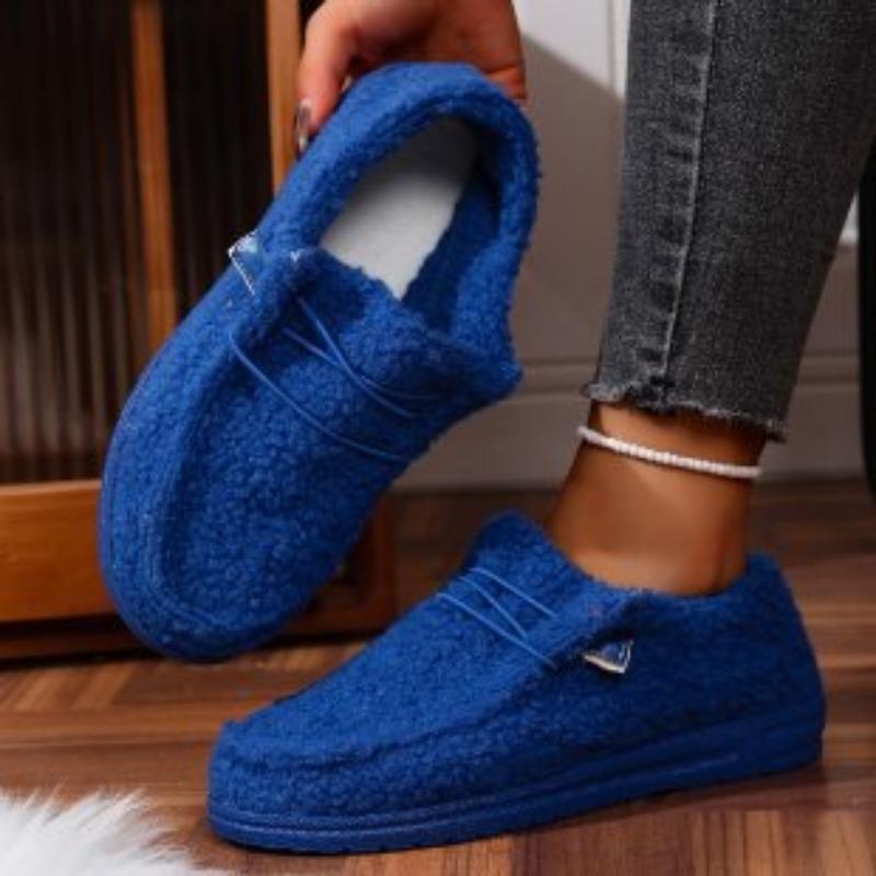 England Style Women's Large Size Plush Fall and Winter Warm Lightweight Comfortable Non-slip Mountaineering Leisure Sports Shoes